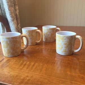 BENNINGTON POTTERS VERMONT SET OF 4 MUGS SPONGEWARE MORNING GLORY